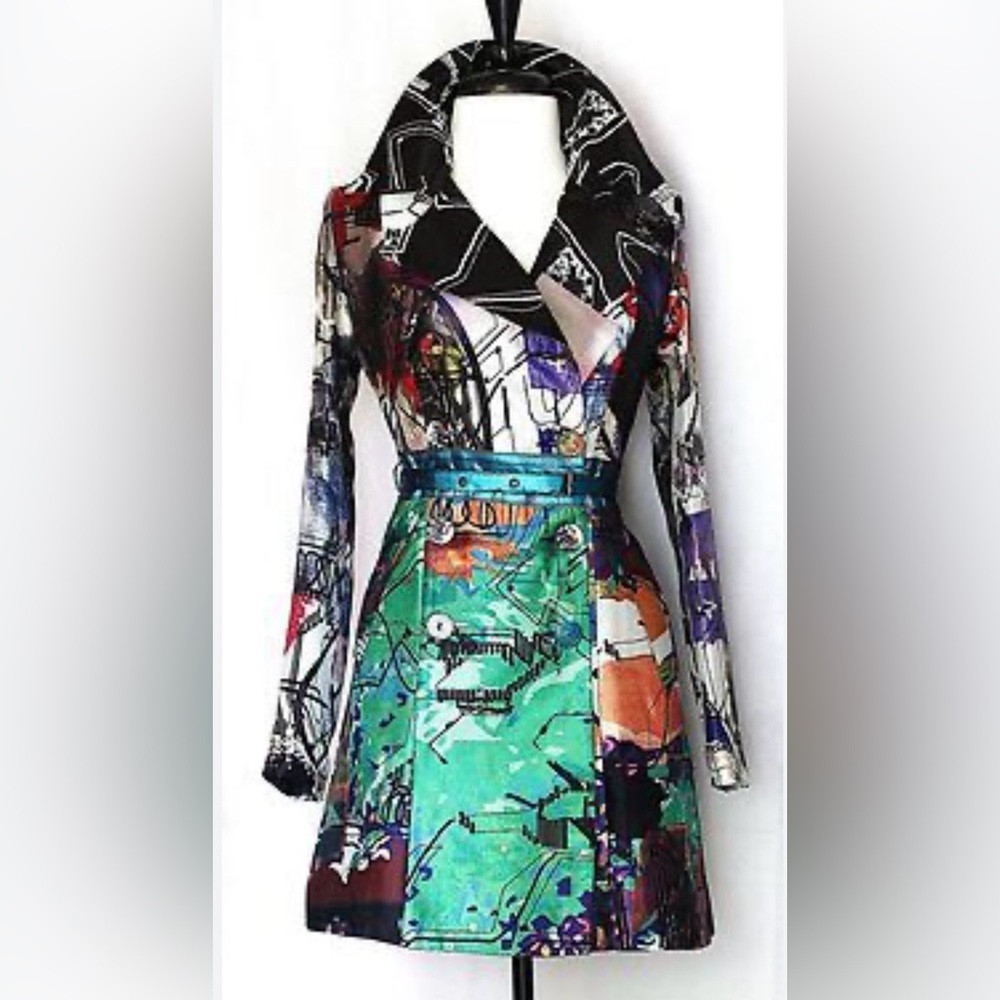 NEW 🦋Desigual Floral Embroidered Jacket 40 (m-large) trench coat multicolor